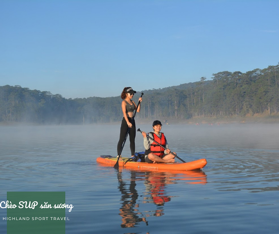 tour trải nghiệm chèo SUP cắm trại hồ Tuyền Lâm